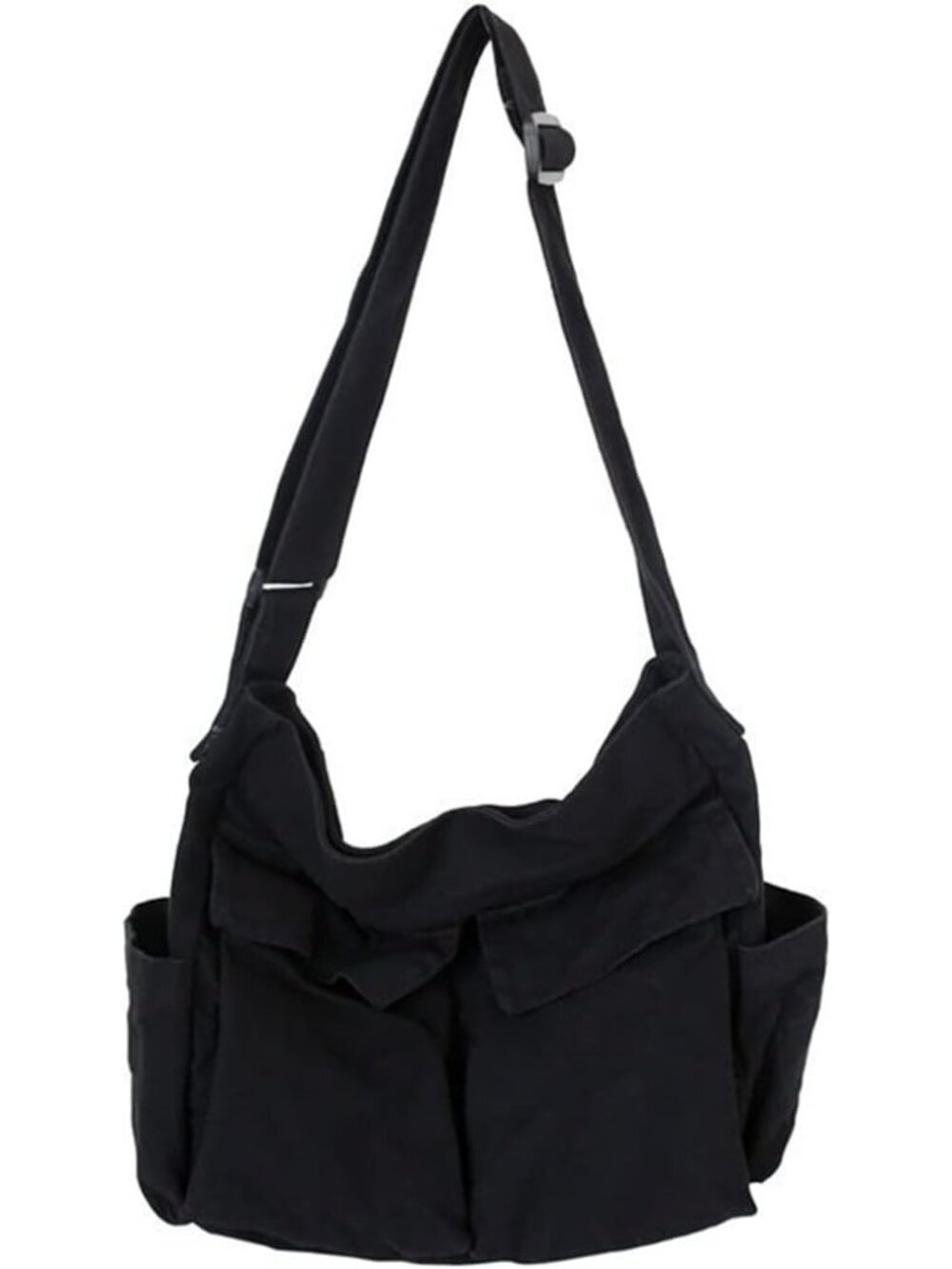Women's Black Travel Canvas Zipper Crossbody Shoulder Laptop Bag